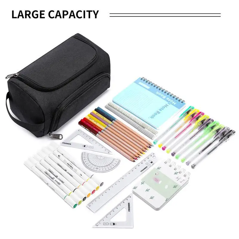 MQQ Extra Large Capacity Pencil Case Organizer,Multifunctional Pencil Pouch with Compartmens,Travel Simple Stationery Bag,