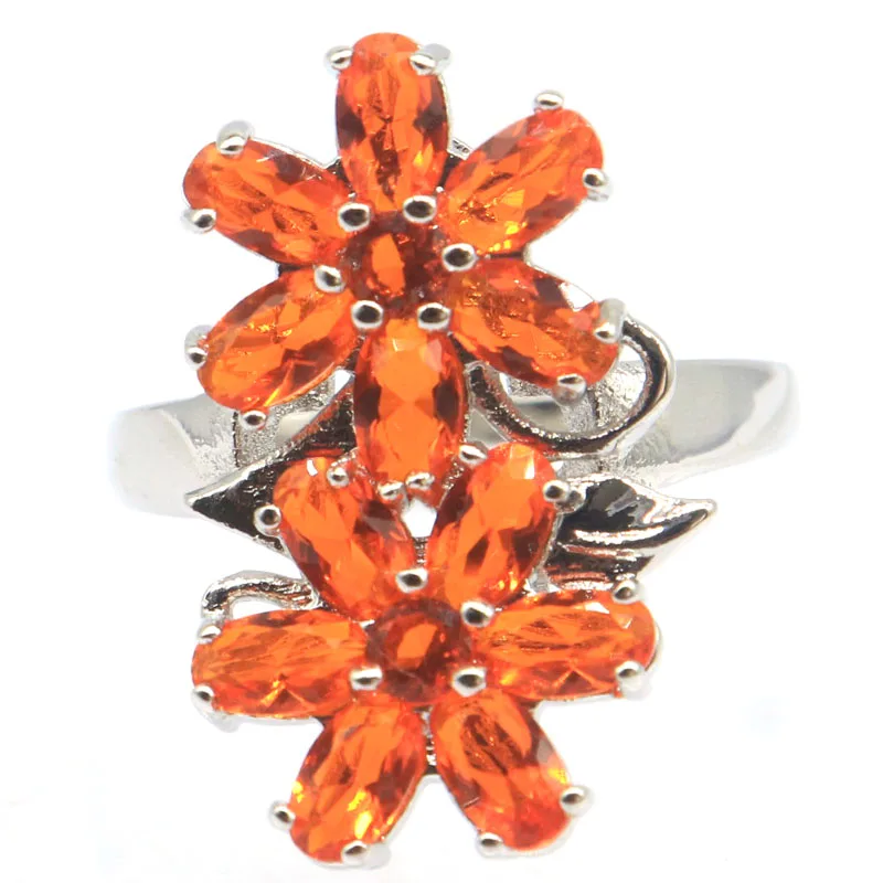 

25x13m Anniversary Orange Spessartine Garnet Pink Kunzite Purple Spinel Citrine Ladies Wedding Silver Rings