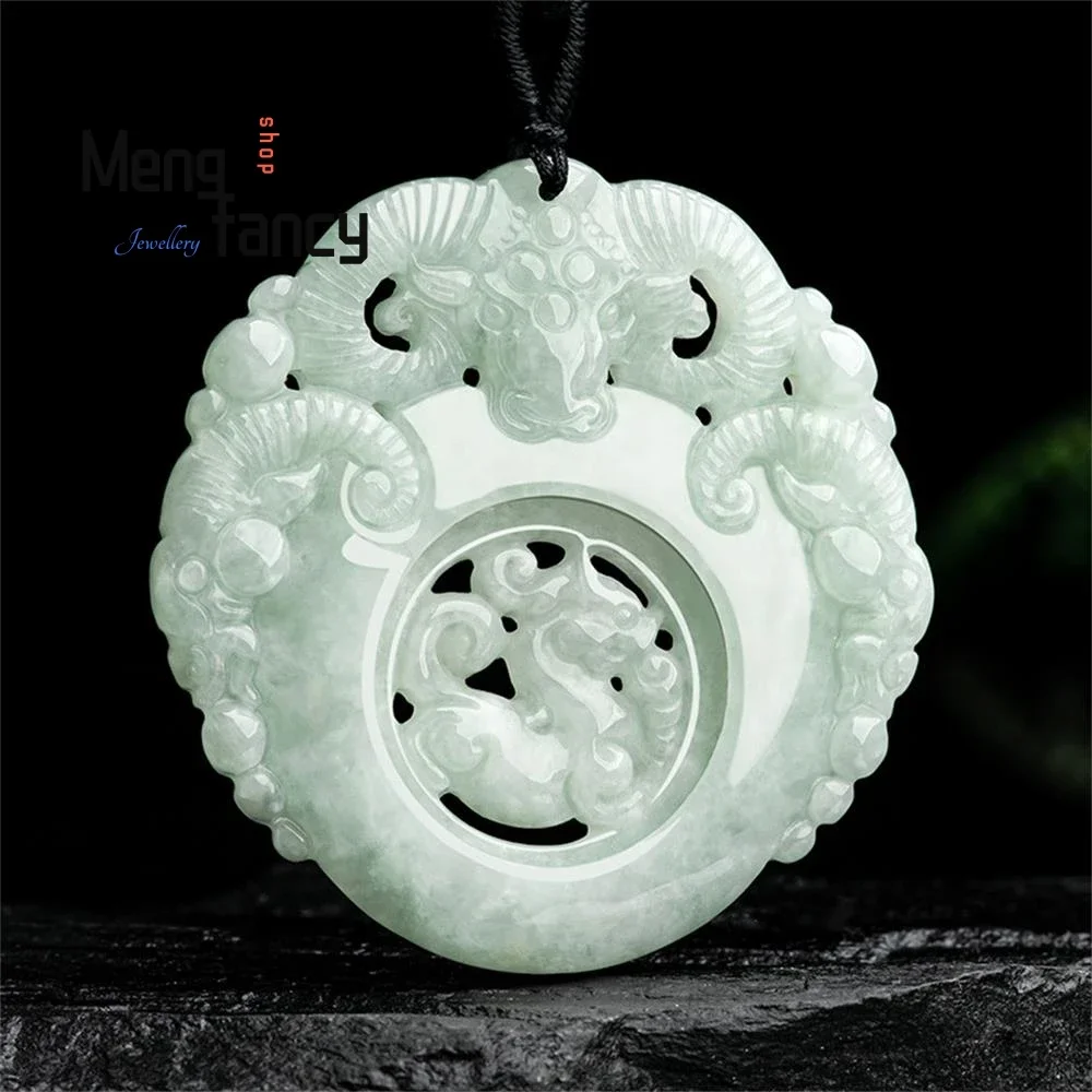 

Natural Myanmar A-goods Jadeite Fortune Transfer Three Sheep Jade Pendant Exquisite Mascots Best Selling Fashion Luxury Jewelry