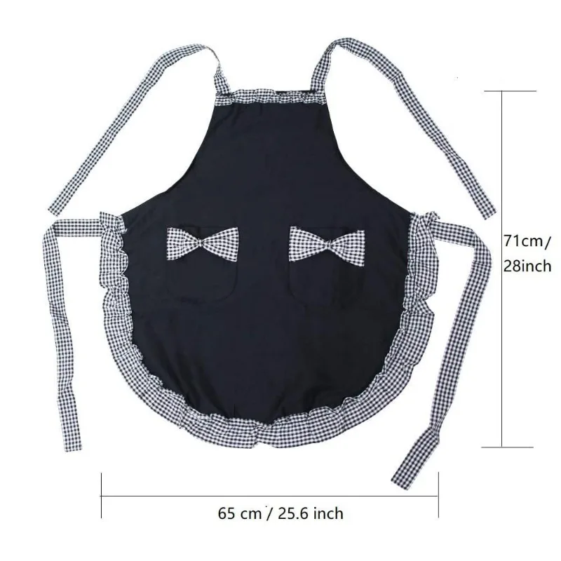 Vintage Apron for Women – Bow Lace Kitchen Cooking Smock Adjustable & Stain Resistant – Perfect for Baking Cleaning Maid Costume