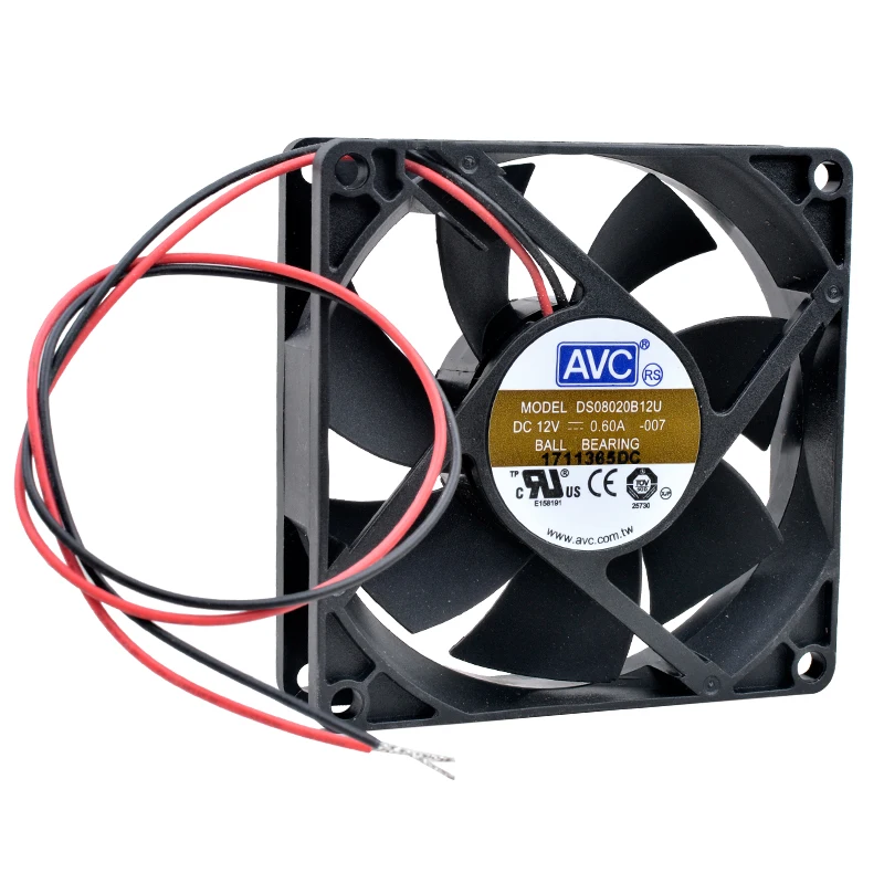 

DS08020B12U 8cm 80mm fan 80x80x20mm DC12V 0.60A 2 lines double ball bearing High volume cooling fan for power supply