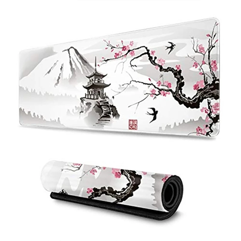 

Large Gaming Mouse Pad 31.50x11.81" Full Desk Art Style Plum Blossom Mousepad