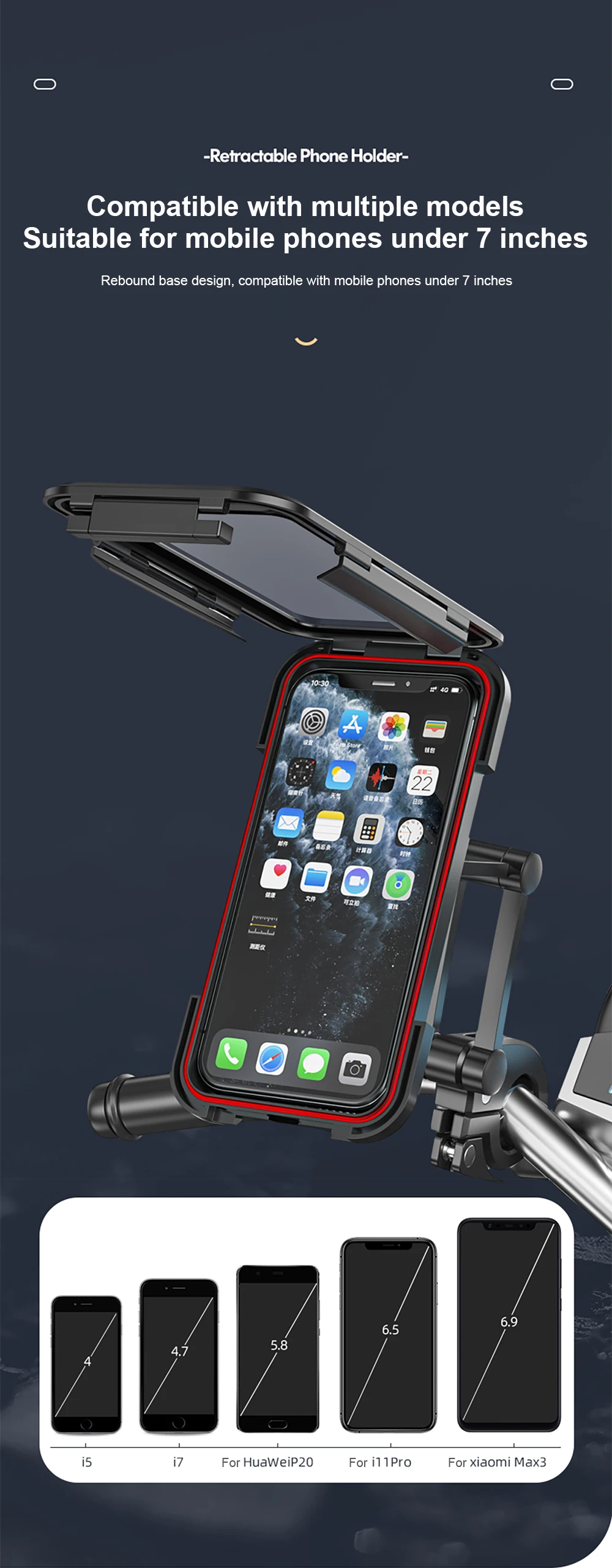 Wasserdichter Fahrrad-Handyhalter, unterstützt universelle Fahrradhalterung GPS 360 ° Drehbarer, verstellbarer Motorrad-Handyhalter – Detail 8
