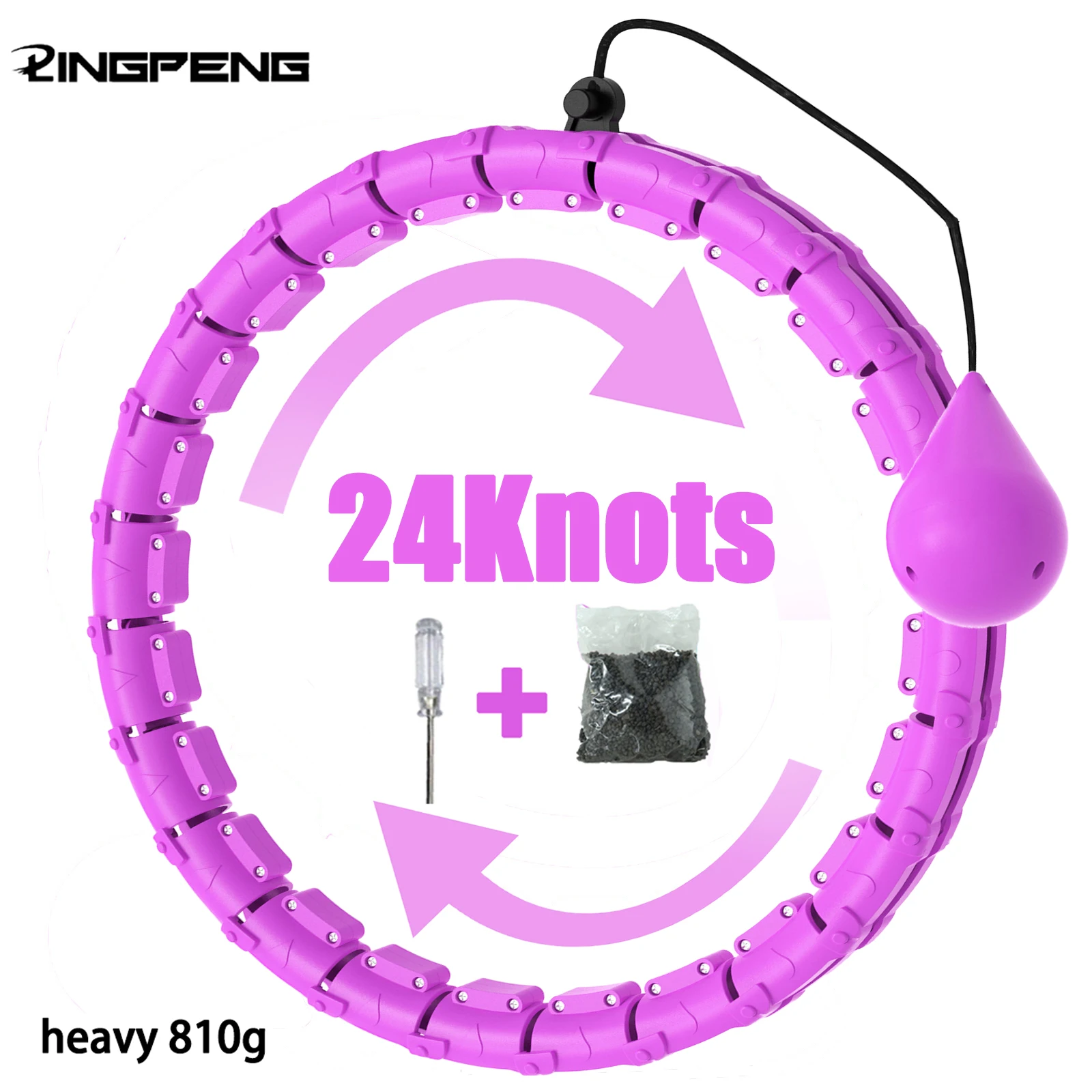 Weighted Hula Circle Hoops for Adults Weight Loss Plus Size for Adults Smart Exercise 2 in 1 Adjustable with Detachable Knots