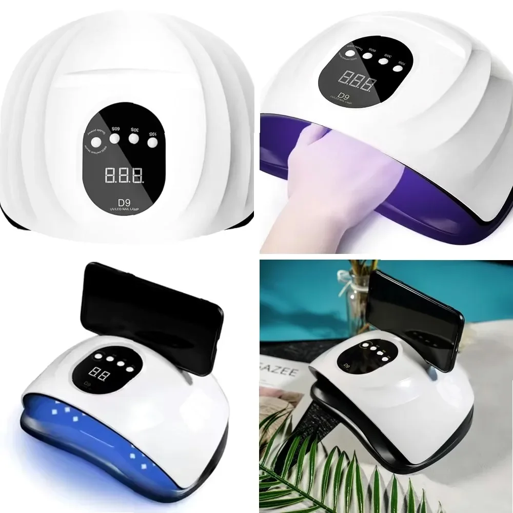 Smart Touch LED Nail Lamp with Phone Holder, Hands-Free Curing for Salon