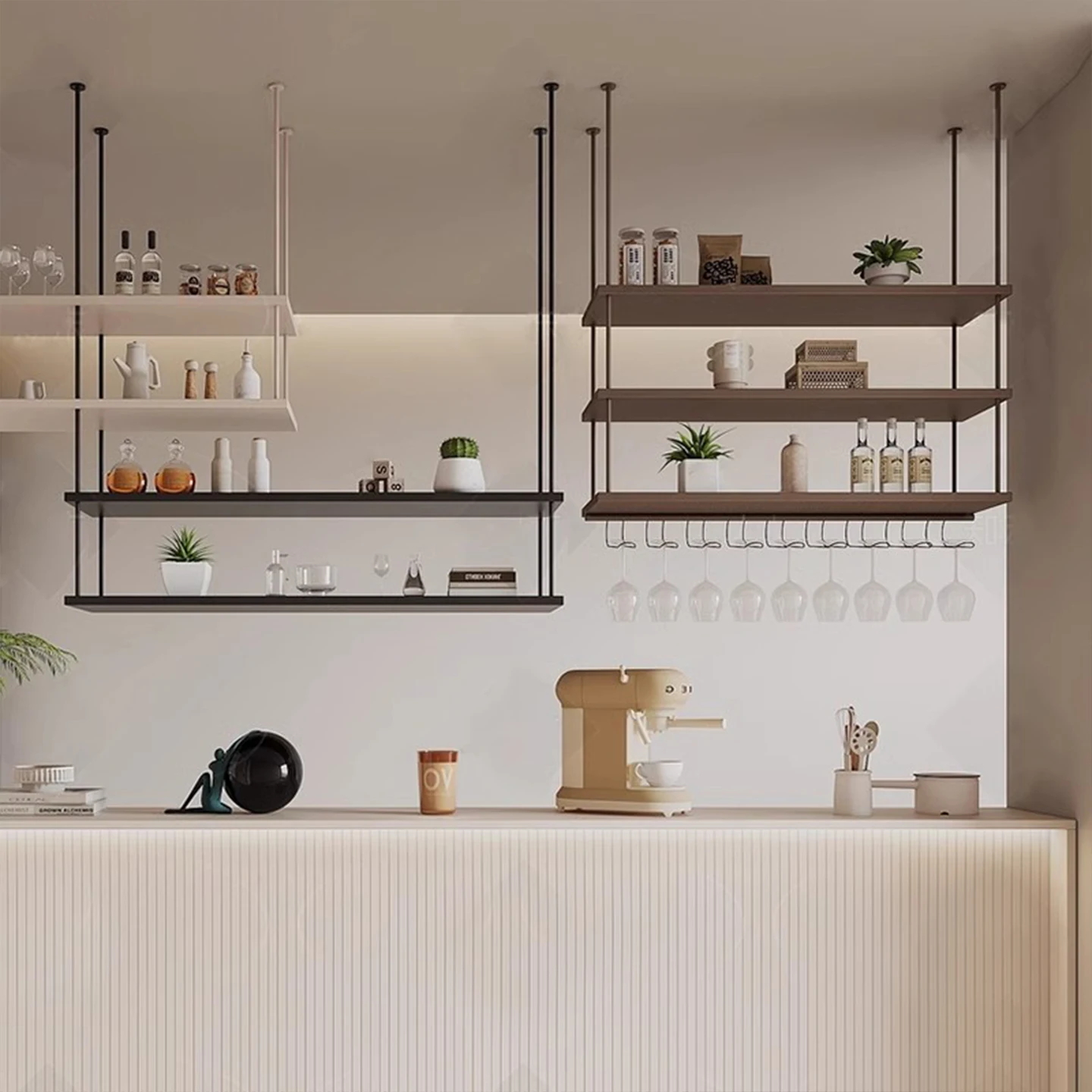 

Простая металлическая полка из цельного дерева, барная вешалка, вешалка для вина, бокал для вина, потолочная полка для ресторана, украшение