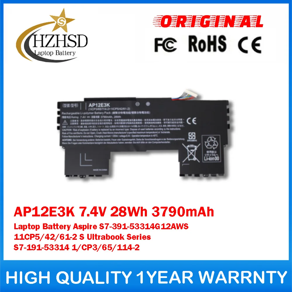 AP12E3K 7.4V 28Wh 3790mAh Genuine Original Laptop Battery For Acer Aspire S7-391-53314G12AWS 11CP5/42/61-2 S Ultrabook Series