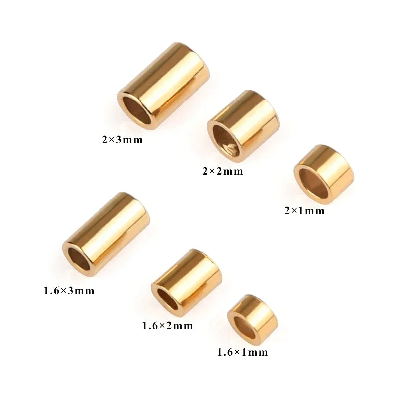 

14K Gold Filled Tube Loose Beads Brass Crimp Beads Positioning Column Spacer Beads with Storage Box for DIY Necklaces Bracelets