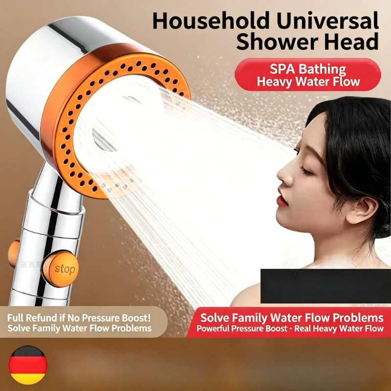 

New Practical Upgraded Rose Gold High Pressure Filter Handheld Shower Head Bath Set with Conversion Adapter