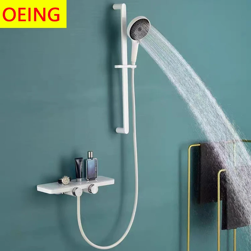 All Copper Constant Temperature Cold And Hot Matte Back Shower Bathtub Faucet Cold And Hot Water Simple Shower Shower Set