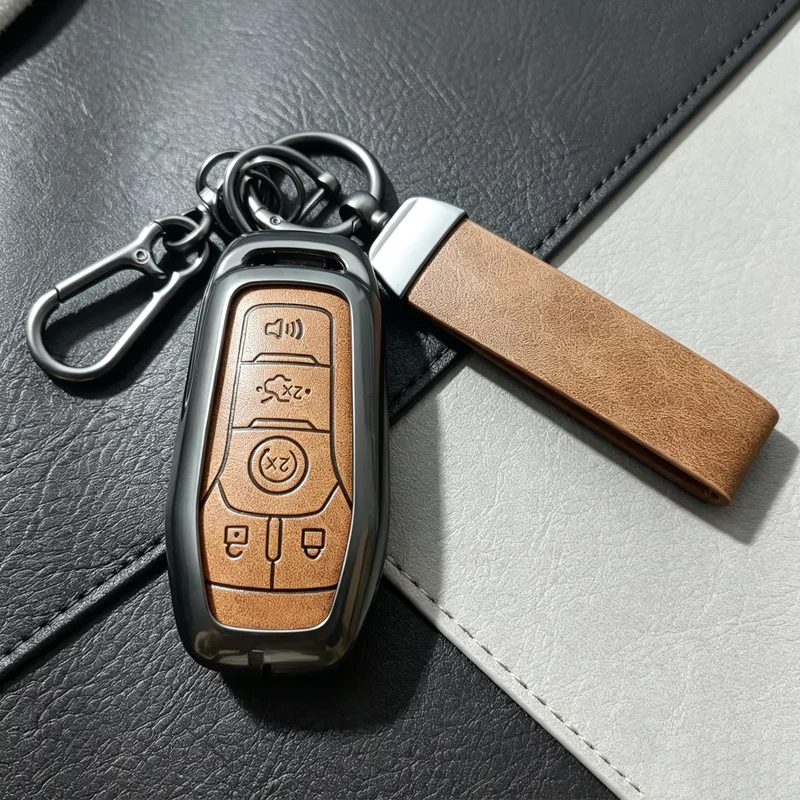 Porte-clés en alliage de zinc à 5 boutons pour Ford Fusion Mondeo Mustang F-150 Explorer Edge 2015 2016 2017 2018, étui pour clé de voiture à distance
