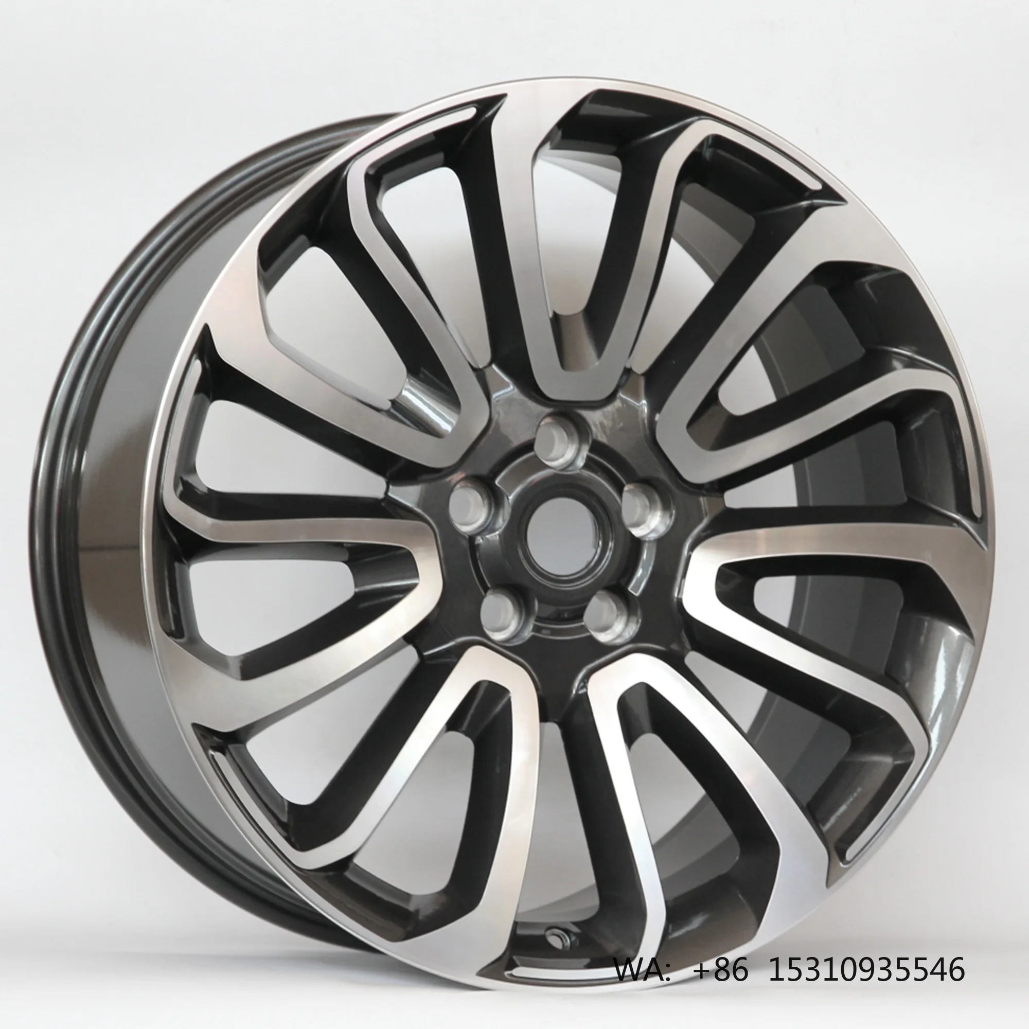 20 inch 9.0J black multi-spoke alloy rim premium sedan high balance aftermarket replacement wheel