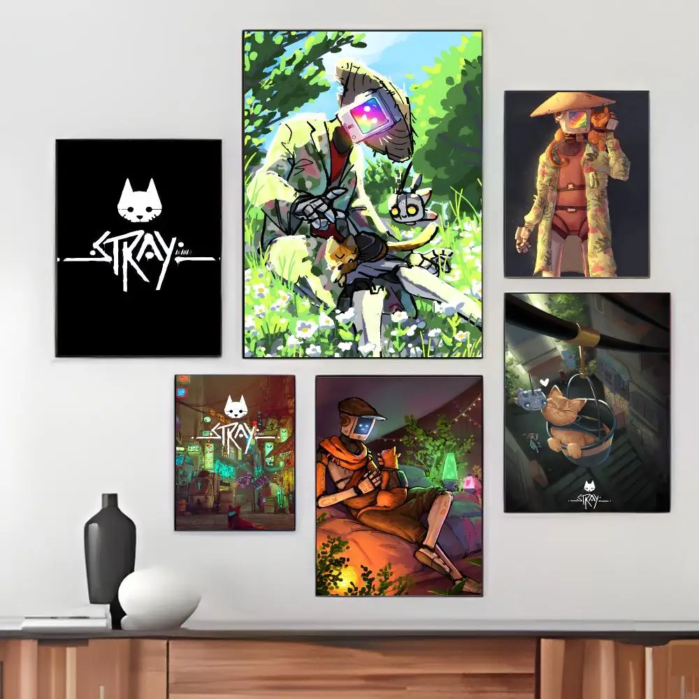 Cyberpunk Game S-Stray Poster Pegatina artistica HD autoadhesiva impermeable para salon dormitorio