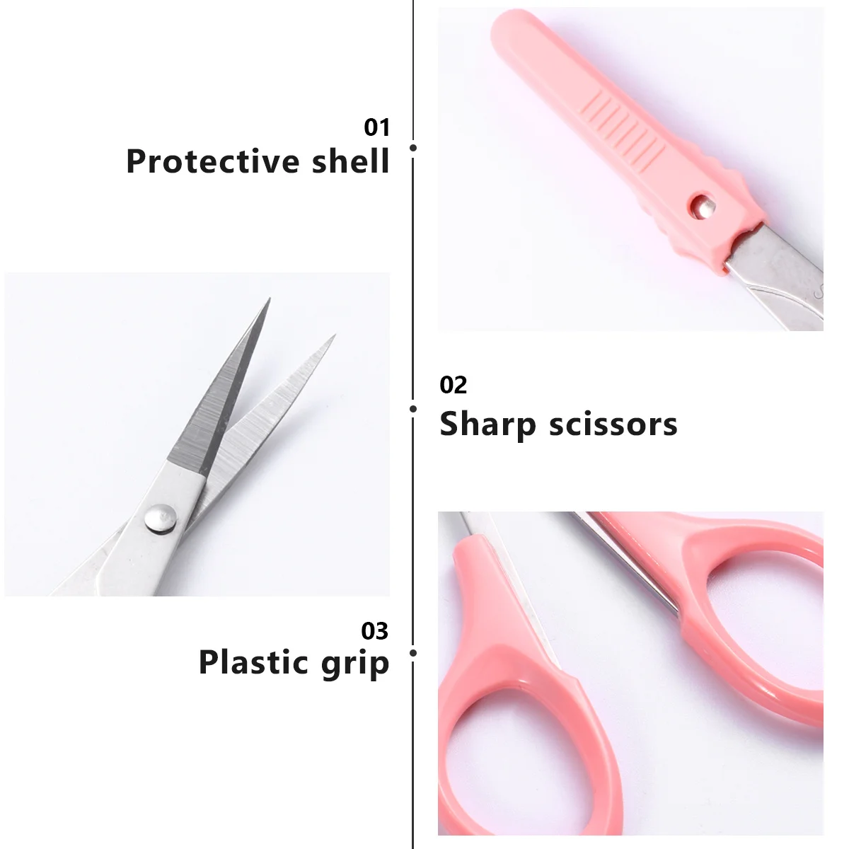 

3Pcs Stainless Steel Eyelash Scissors Curved Straight Rounded Multi-Function Beauty Tools Portable for Eyebrow Nose Hair Cut