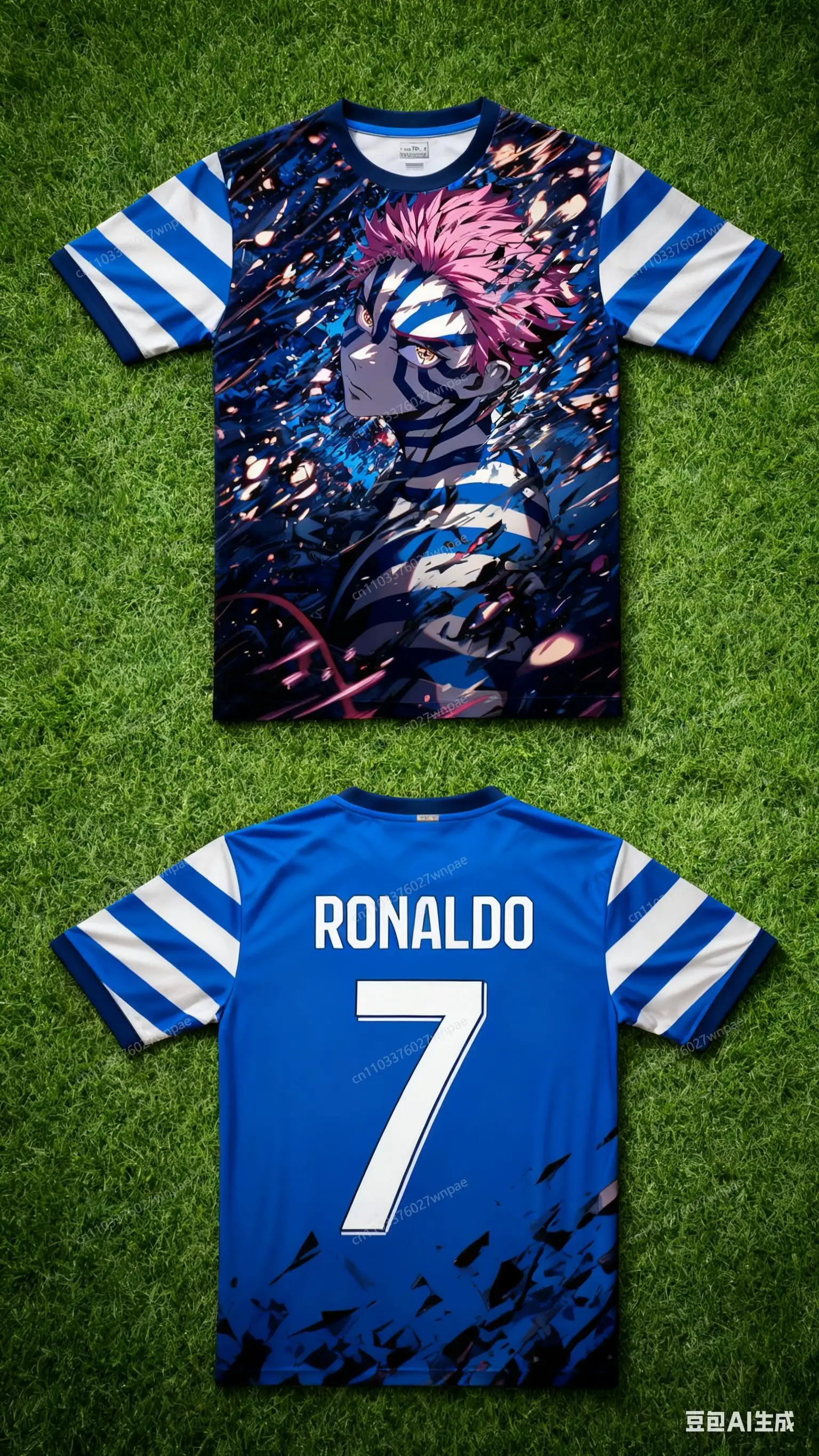 AI-CREative Demon Slayer Ronaldo # 7 تي شيرت جيرسي مطبوع ثلاثي الأبعاد: أنيق ومريح رياضي كاجوال كلاسيكي، أسطوري سريع، للجنسين البالغين والأطفال