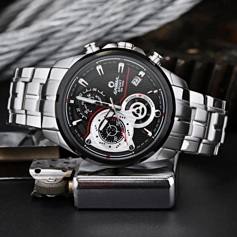 ساعة كاسيما للرجال بحركة كوارتز، مقاومة للماء مع تقويم، اتجاه بسيط، عصرية، جوكر، مضيئة، موديل ST-8303-1018