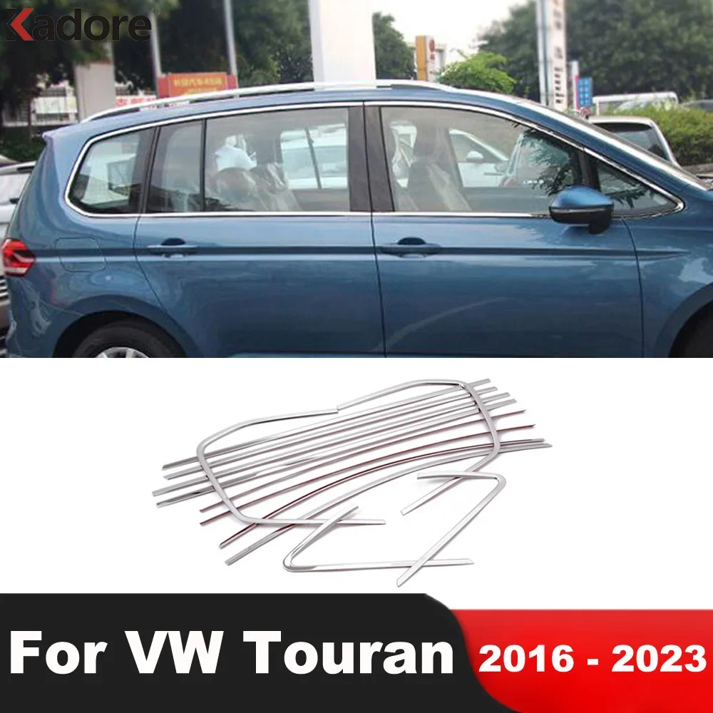 For Volkswagen VW Touran 2016 2017 2018 2019 2020 2021 2022 2023 Steel Car Window Frame Sill Trim Molding Strip Accessories