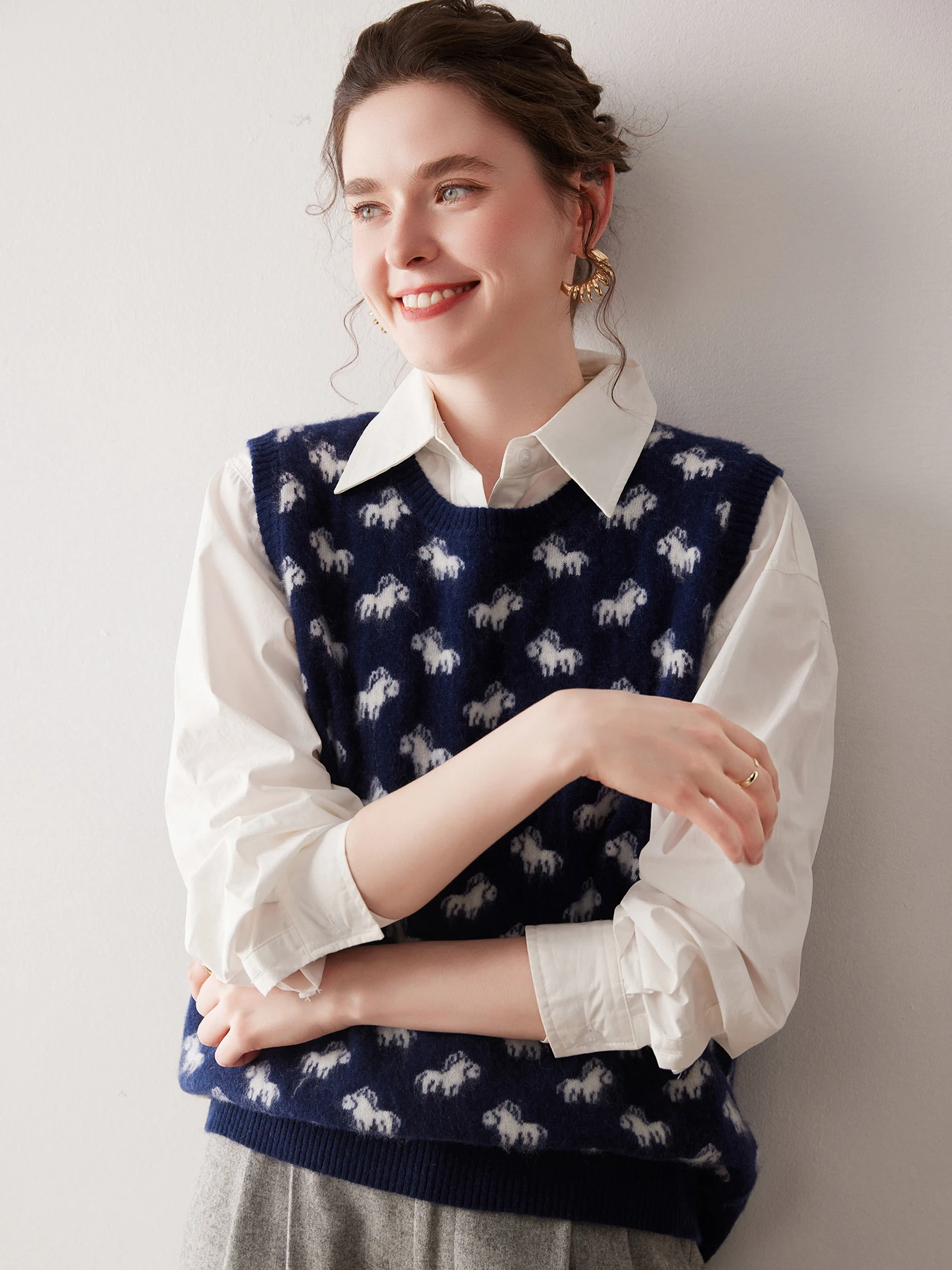 Gilet Camere tricoté rond Ne Svel pour femmes, ouvertures d'œuf, vêtements d'extérieur chauds, confortables, amples, pour les déplacements