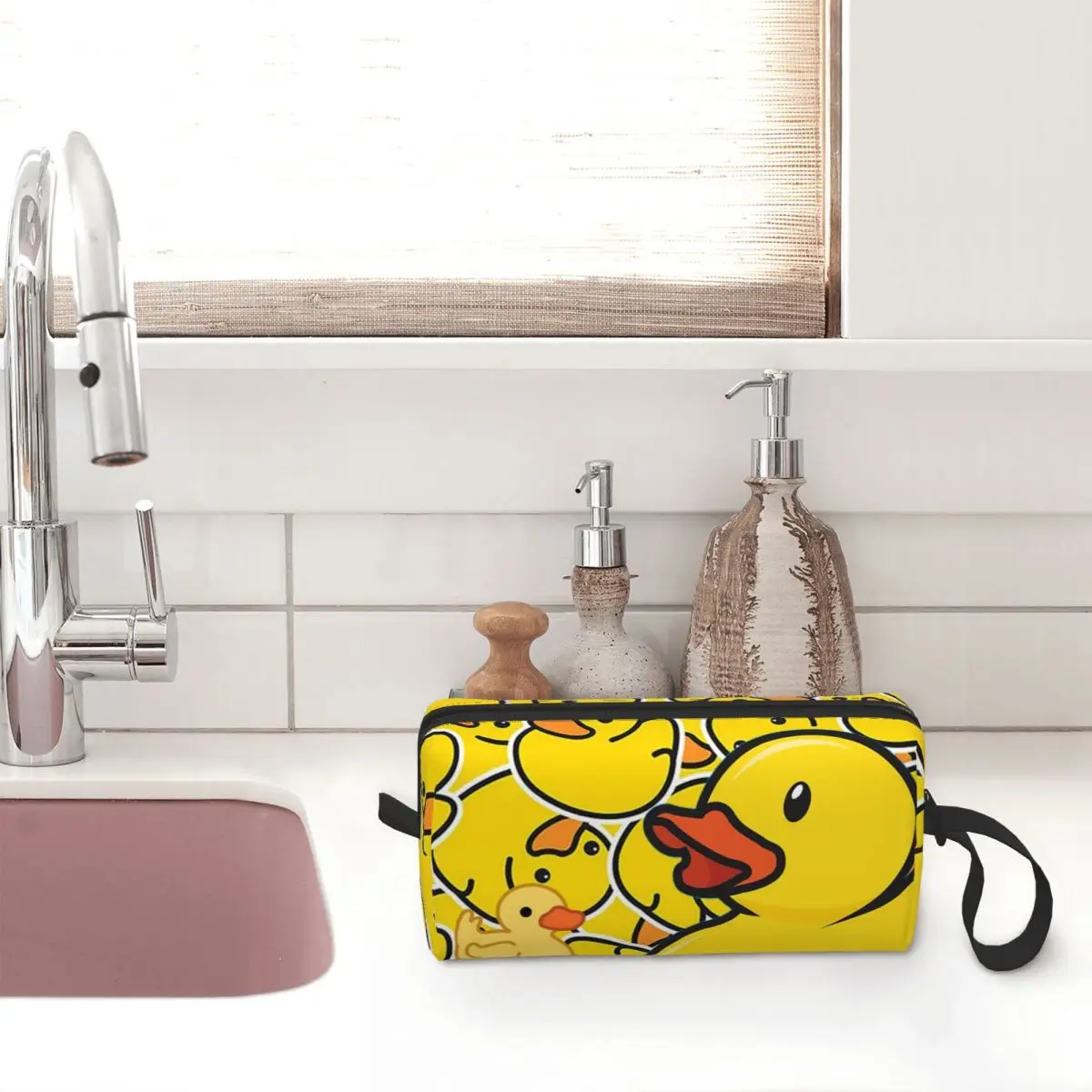 Cute Rubber Duck Makeup Bag Cosmetic Organizer Storage Dopp Kit Toiletry Cosmetic Bag for Women Beauty Travel Pencil Case