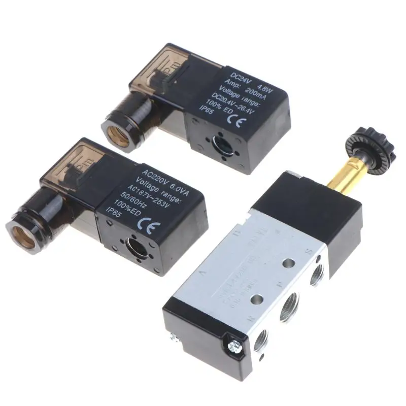 4V210-08 Electric Solenoid Valve 5 Way 2 Position Reliable Sealing Gas Magnetic Valve for Printing Machinery Equipment