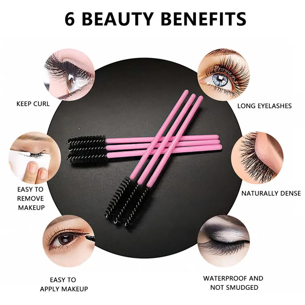 10pcs Disposable Crystal Eyelash Brush Extension Mascara Applicator Lipstick Wands Set Individually Packaged Makeup Tools