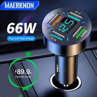 66W 4 Ports USB Car Charger PD Type C Fast Charging Car Phone Charger Adapter For iPhone 15 Xiaomi Samsung Car Cigarette Lighter