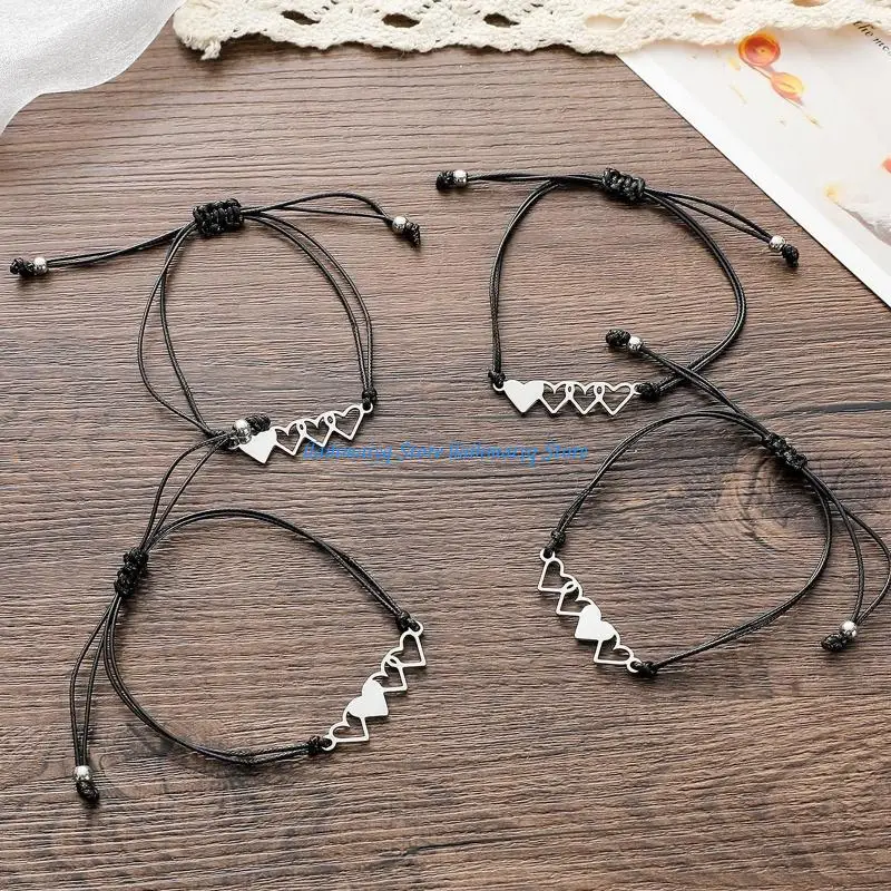 573B 2/3/4x Pinky Promise Heart Bracelets for Couple Women Girls Teens with for Wish