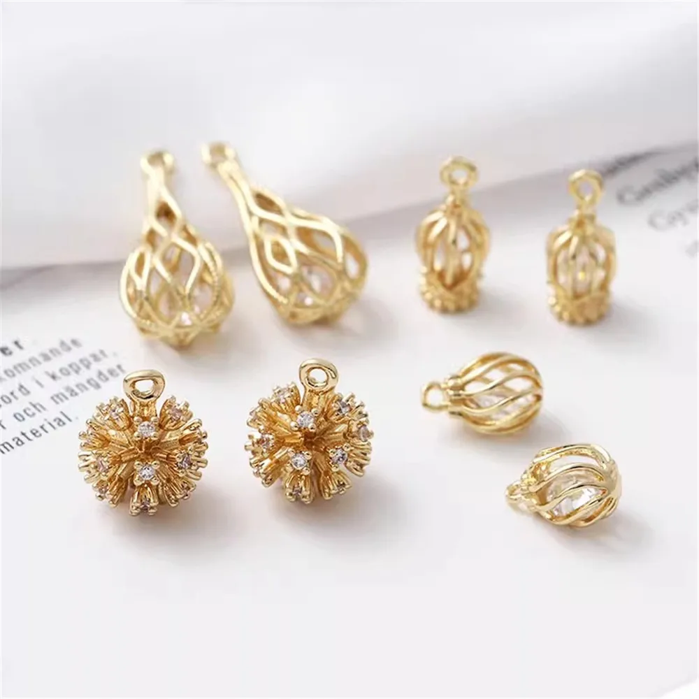 

Exquisite Hollowed-out Small Birdcage, Copper Gold-plated Small Pendant, Diy Handmade Material Jewelry, Earrings and Accessories