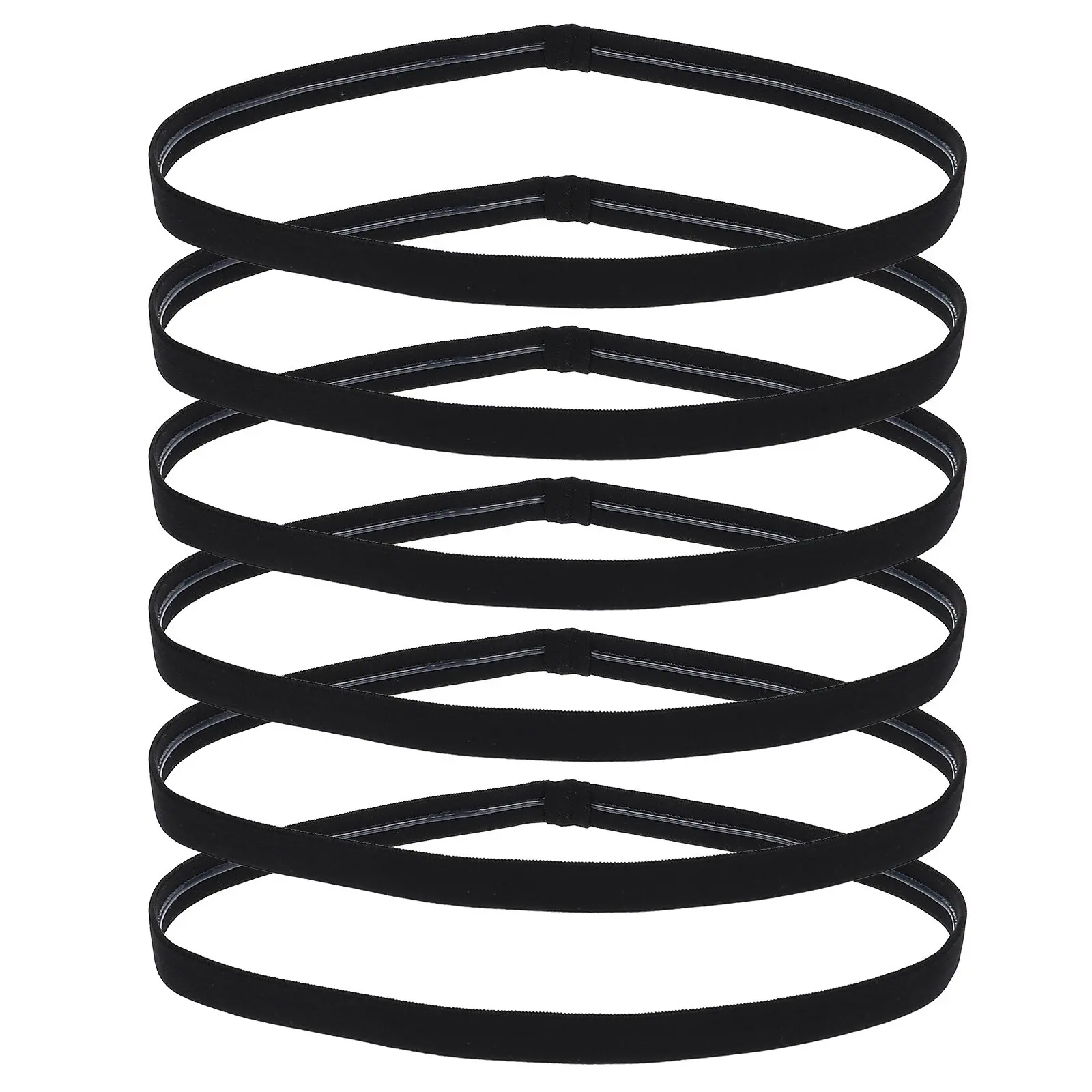 6Pcs Men Sports Headband Premium Elastic Sweatband with High Absorbency Anti-Skid Design for Training Exercise Leisure