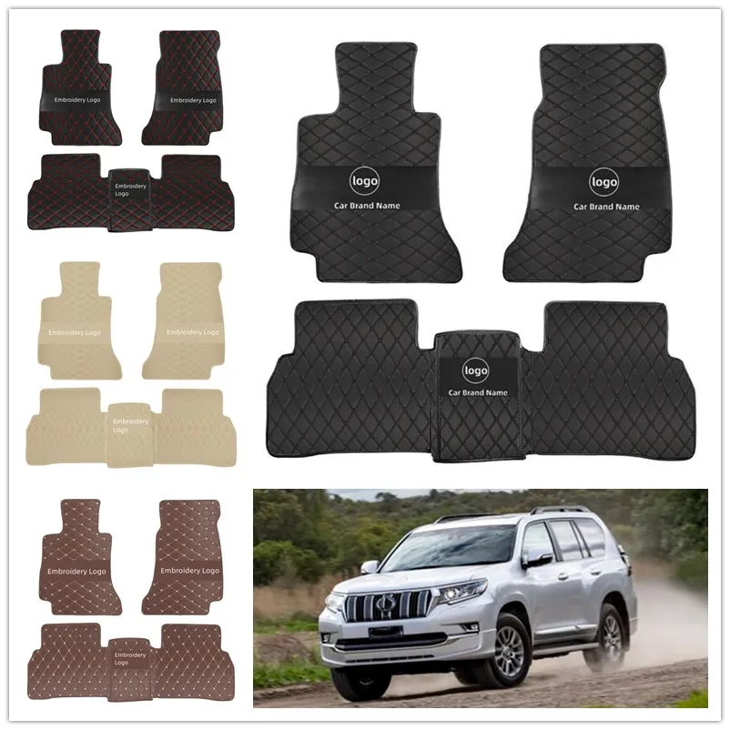 

Для Toyota Land Cruiser Prado 2014-2025 кожаные автомобильные коврики на заказ, водонепроницаемые прочные автомобильные коврики с полным покрытием, противоскользящие