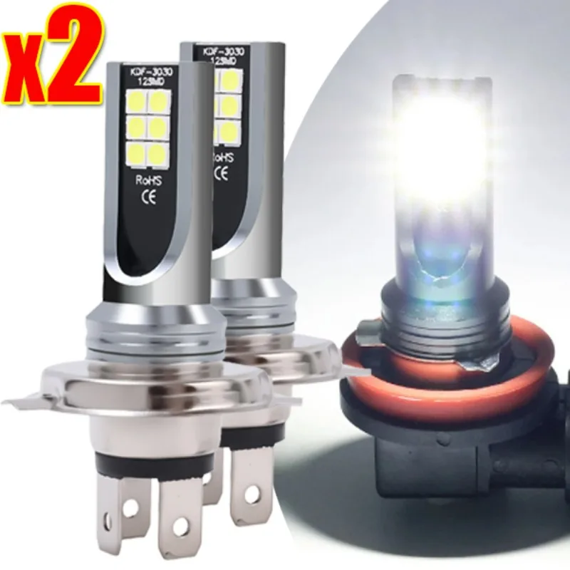 Kit de haz de luces LED de alta potencia para coche, bombillas de faro delantero de coche, Luz antiniebla de coche, 2/1 piezas, H7/H4, 24W, 6500K