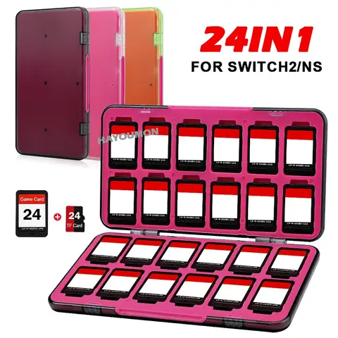 For Switch 2 Game Card Box Holder Storage Box Magnetic 3D Soft lining Cover with 24 Game Slots and 24 Micro Sd Card Slots