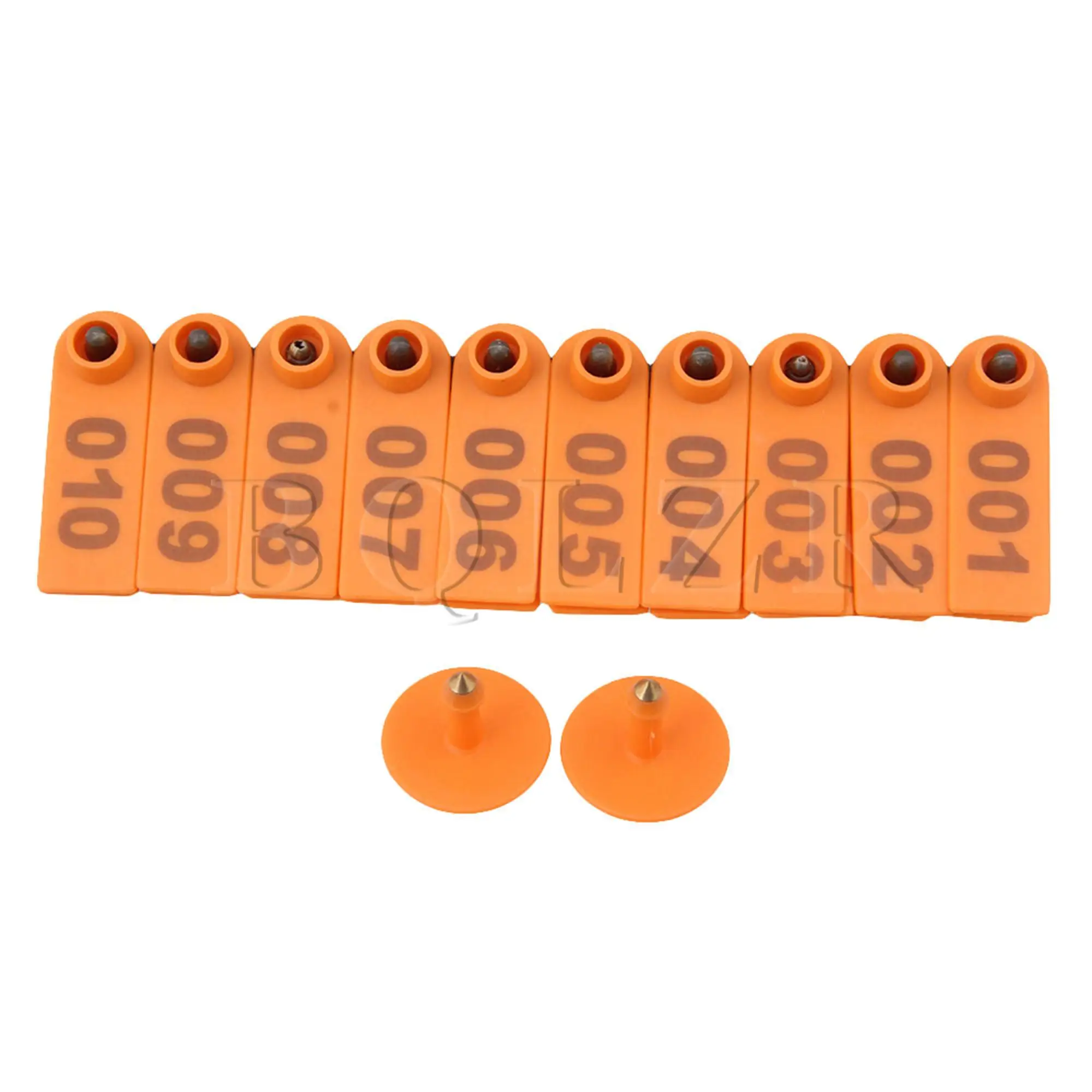 100 Pieces Orange/Yellow Plastic Livestock Ear Tag with 1-100 Number for Sheep Pig