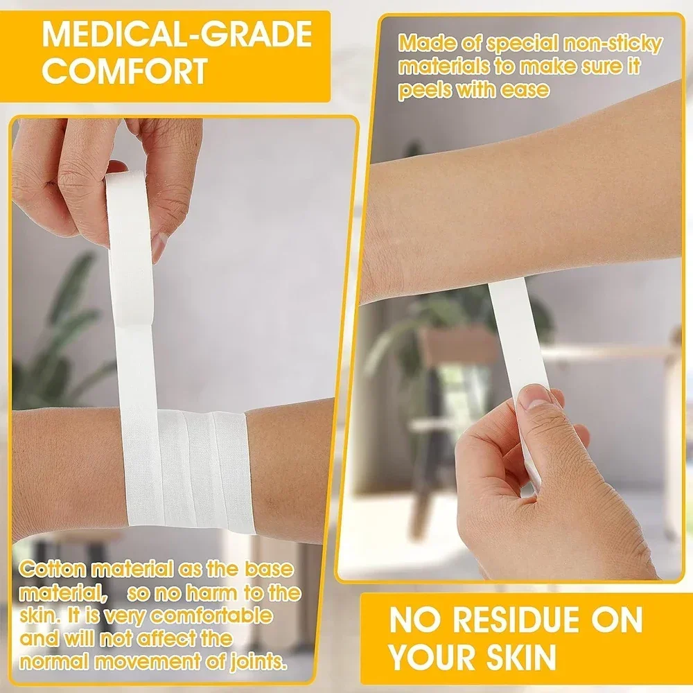 1/2/3Roll White Athletic Finger Tape - Foot Tape - No Sticky Residue & Easy to Tear - for Rock Climbing, Jiu-Jitsu, Grappling