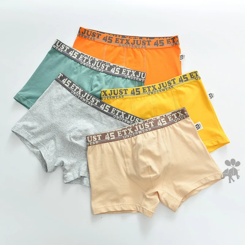 new children high quality boys cotton boxer shorts panties kids underwear 2-20 years old teenager 5pcs/lot cartoon student