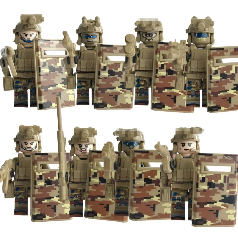 軍事用積み木、幽霊特殊警察、子供たちが人形を組み立てる小さな粒子、兵士、ジープの武器