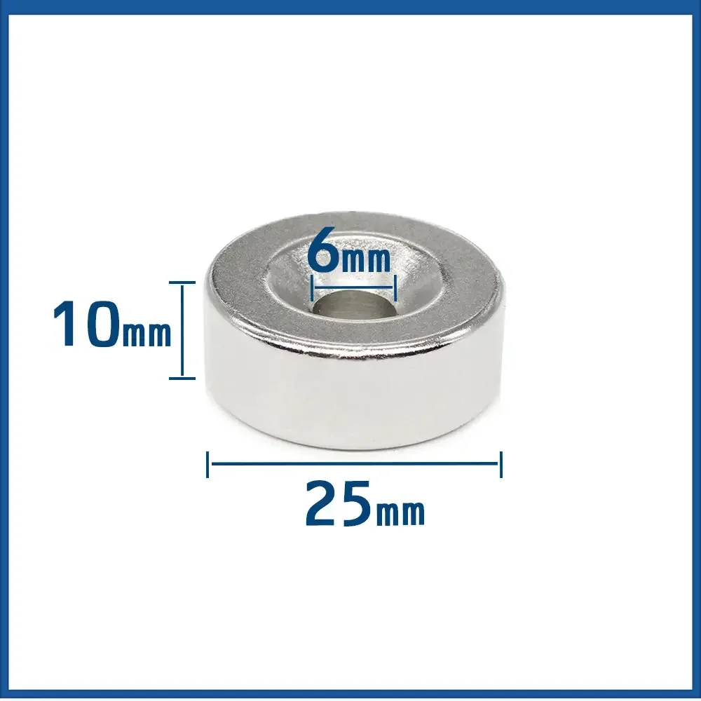 1/2/5/10/15PCS 25x10-6 mm Disc Countersunk Neodymium Magnet 25*10 mm Hole 6mm 25X10-6mm N35 Round Permanent Magnet 25*10-6