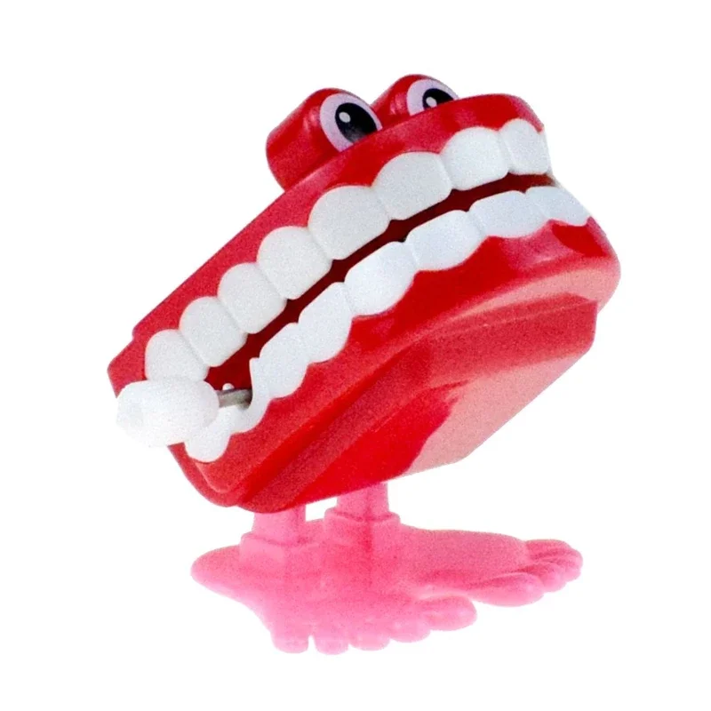 Red and Yellow Winding with Chain, Eyes Jumping, Teeth Ghost Teeth, Halloween Christmas Small Gifts, String Toys