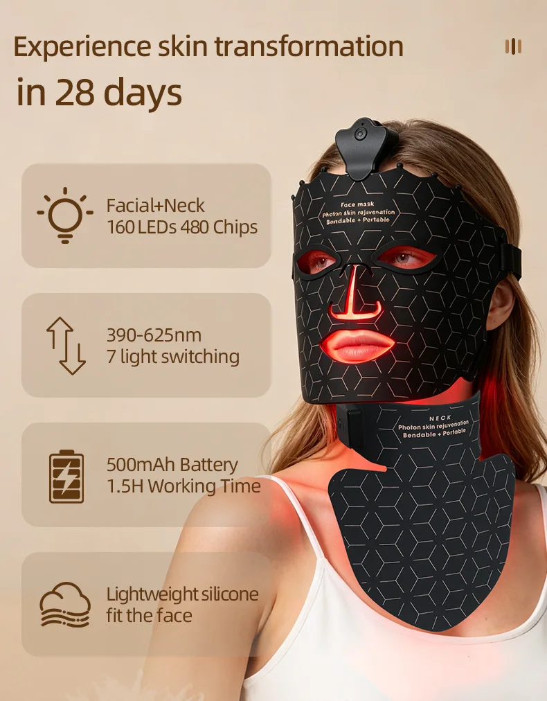 Foldable silicone LED face mask, view 4