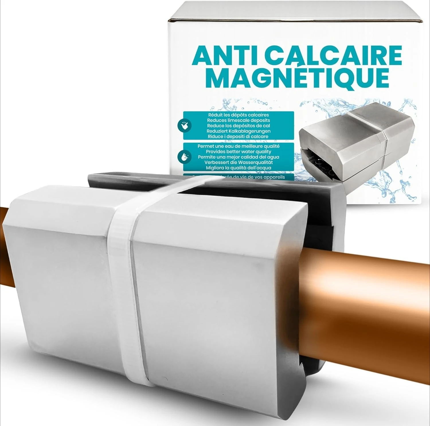 Strong Magnetic Anti-Limescale Magnet for Drains and Faucets - Anti Limescale Magnetic for Washer, Dishwasher and Shower