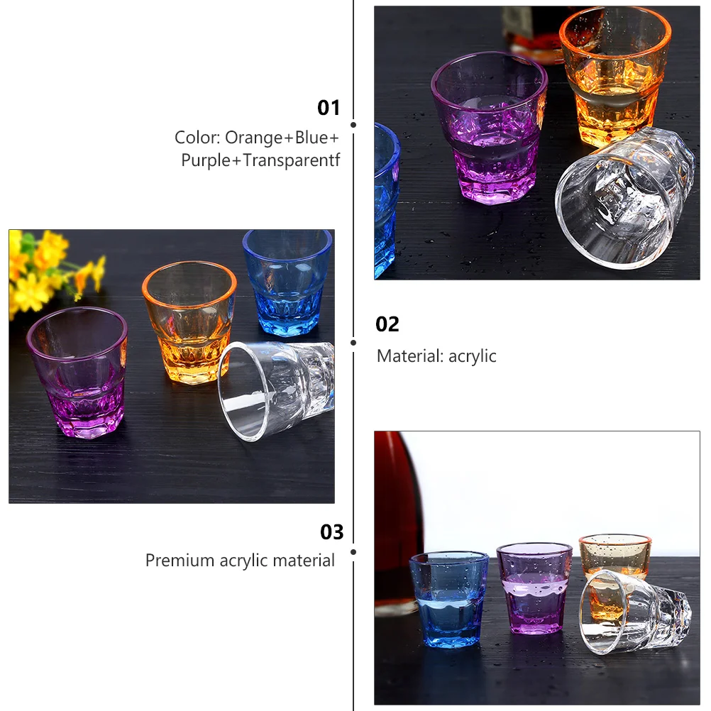 4 Pcs Glass Acrylic Octagonal Cup Child Mugs Clear Glasses Transparent Cups