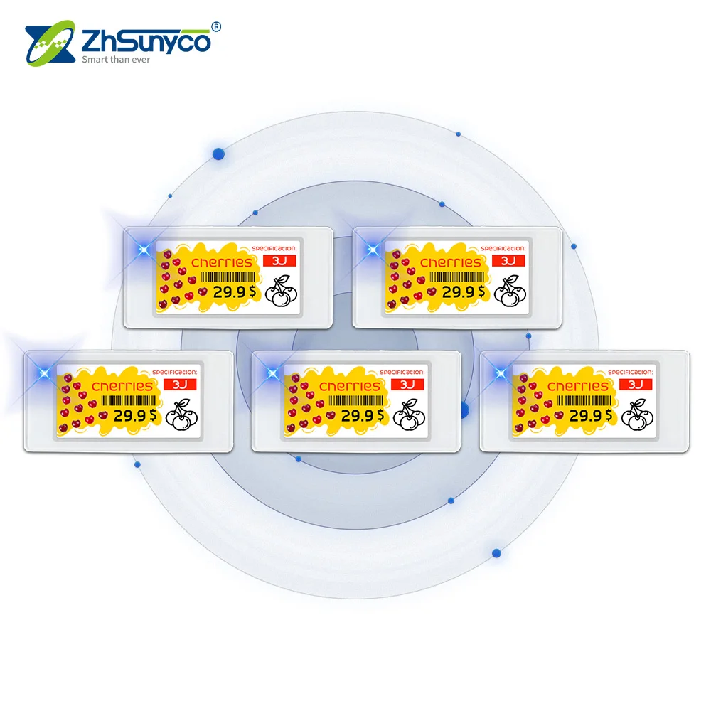 5pieces-213-inch-four-color-smart-shelf-label-ble-electronic-tag-white-black-red-yellow-e-ink