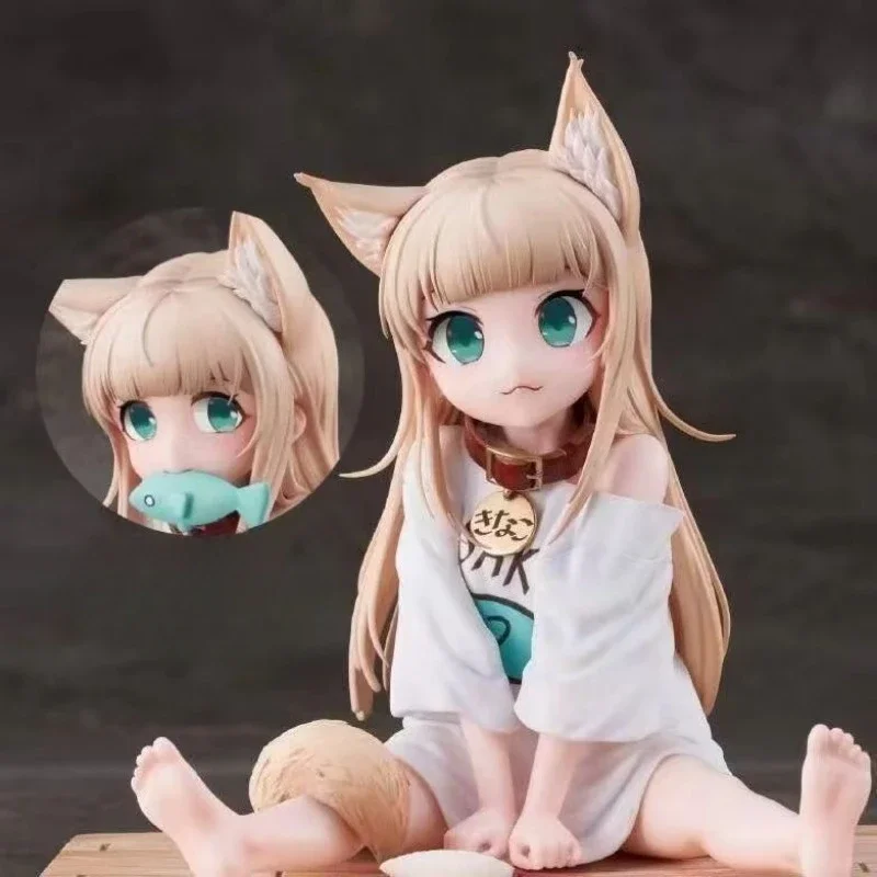 My Cat Is A GOLDEN HEAD Kawaii Girl Anime Figure  Sakura Soybean Flour Sit Eat Fish Collectible Decorative Model Toys Gifts