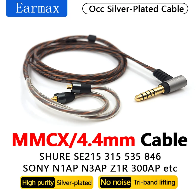 

Earmax For SE846 535 Sony XBA-A3 A2 JVC FX850 MMCX Replaceable Earphone 4.4mm Balance Upgrade Cable