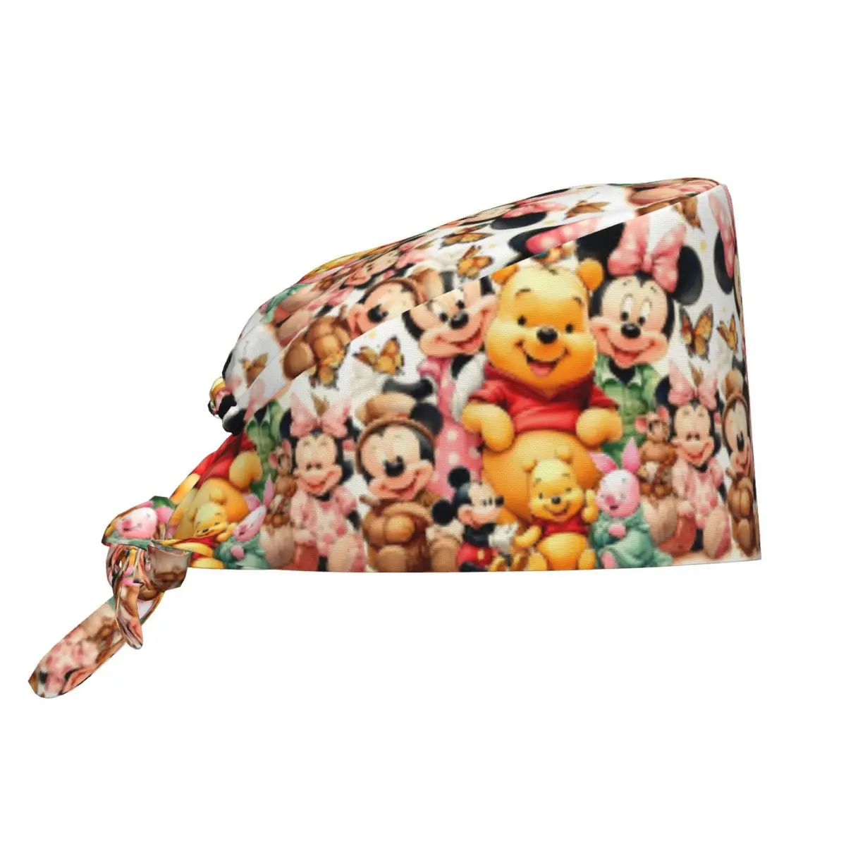 Winnie the Pooh y Mickey Mouse enfermera cuidado gorra quirúrgica dibujos animados mascota cuidado enfermería trabajo sombreros gorra estilo Unisex     Scrubs Sombreros