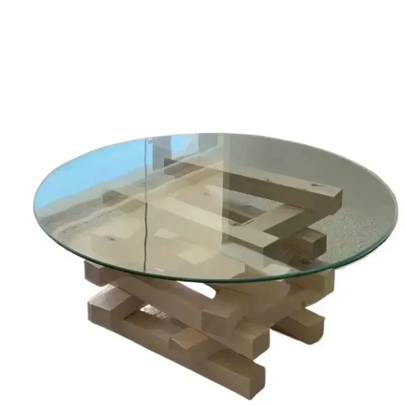 Coffee table round small apartment tempered glass bed and breakfast living room modern simple tea table