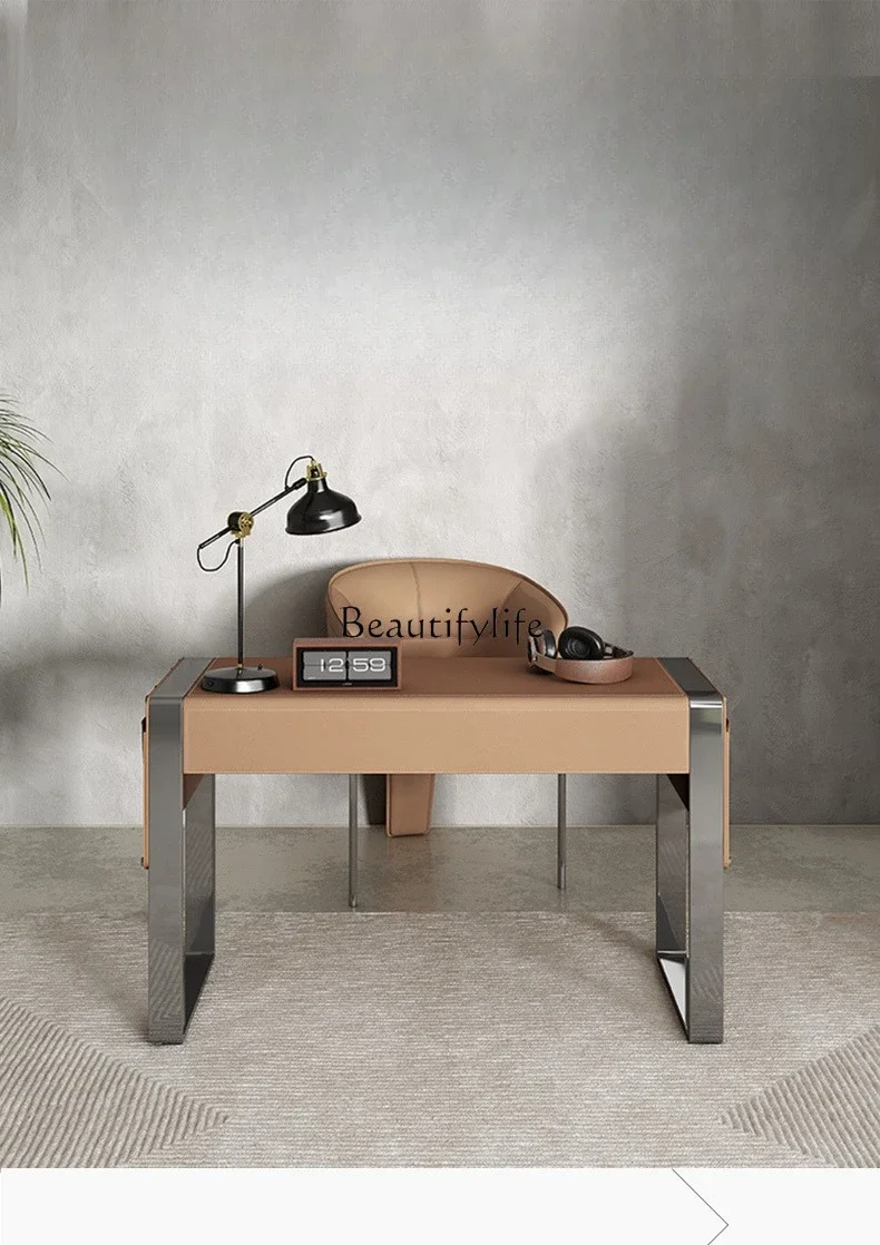 yj32 Nachttisch aus Sattelleder. Moderner, einfacher Computertisch