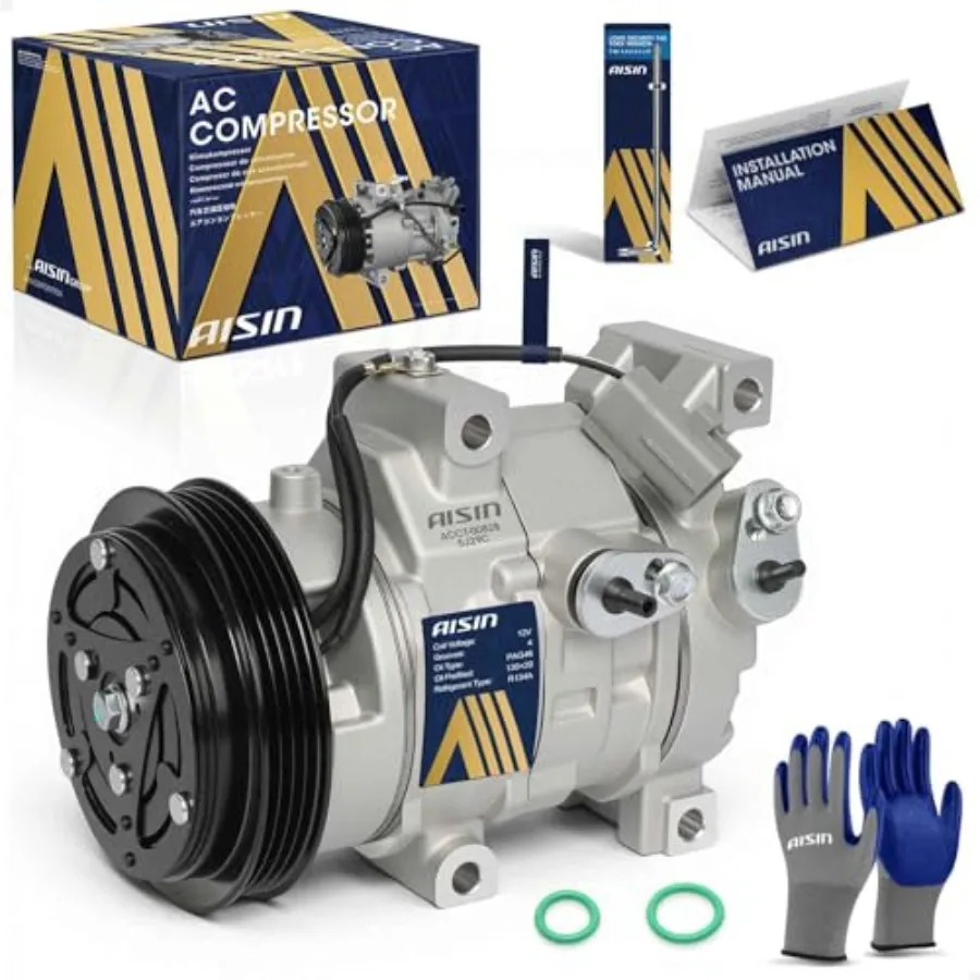 

Aftermarket AC compressor for Toyota Echo 2000-2005 air conditioning system, aluminum housing, black finish, high-efficiency cl