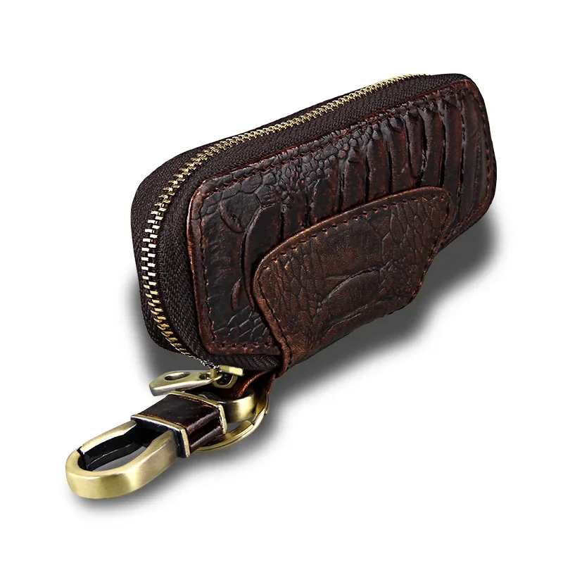 Portafogli per chiavi per auto da uomo e da donna in vera pelle Portachiavi retrò Portachiavi per governante da donna