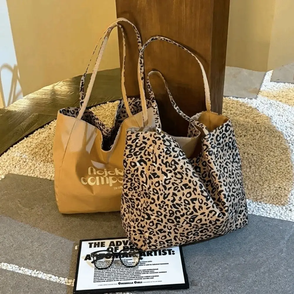 Korean Style Large Capacity Canvas Bag Casual Commuting Single Shoulder Tote Bag Double-Sided Back Bag Women